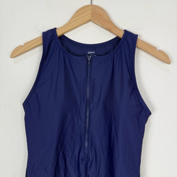Quince Italian Zip-Front One-Piece Swimsuit Deep Navy - Picture 8 of 8